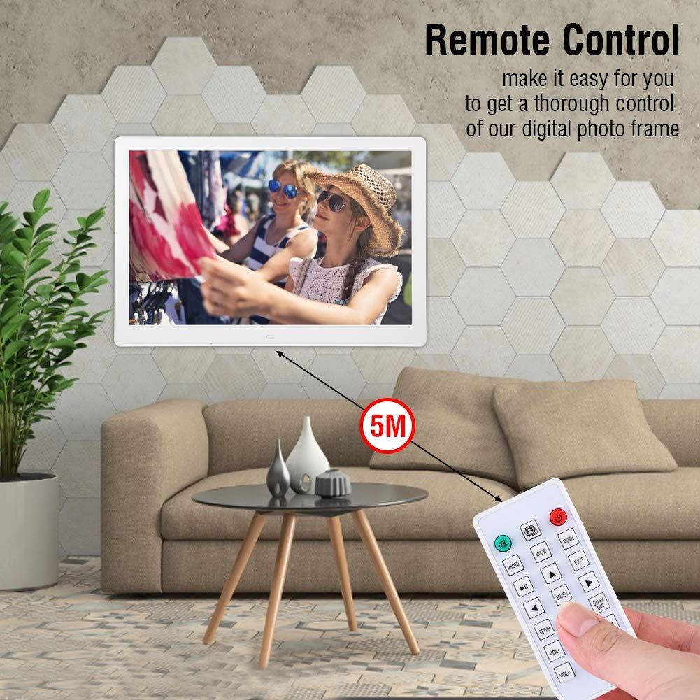 Cadre Photo Numérique 15,4 Pouces Grand Écran 1280 * 800 avec Télécommande - USB, Carte SD, Automatique, Photo, Musique, Vidéo, Horloge, Calendrier