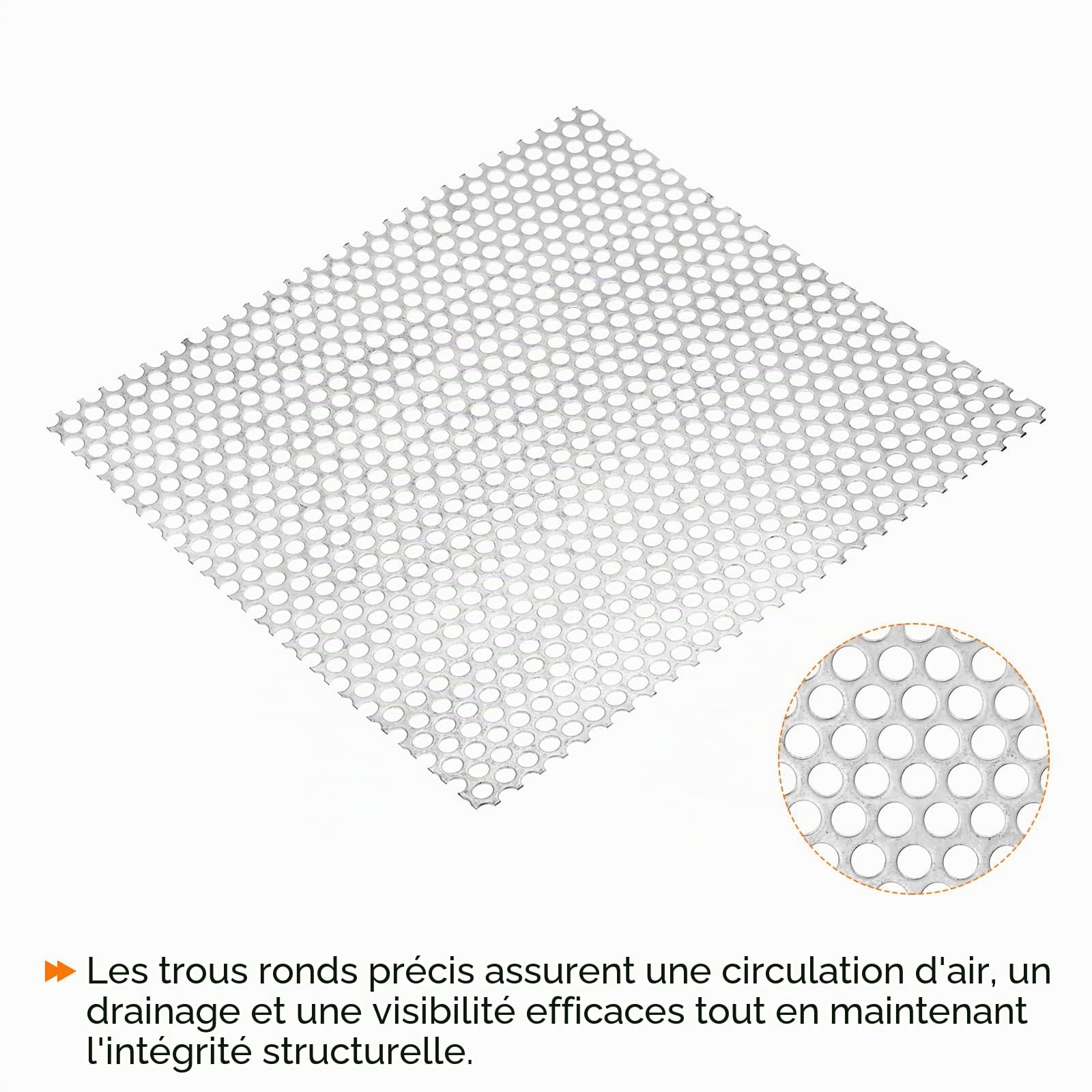 PATIKIL 11,8" x 11,8" 304 Inox Acier Perforé Tôle, 0,32" Trou 19GA Extendu Métal Maille Plaque Écran Décoratif Mailles pour Ventilation Grill Fumer