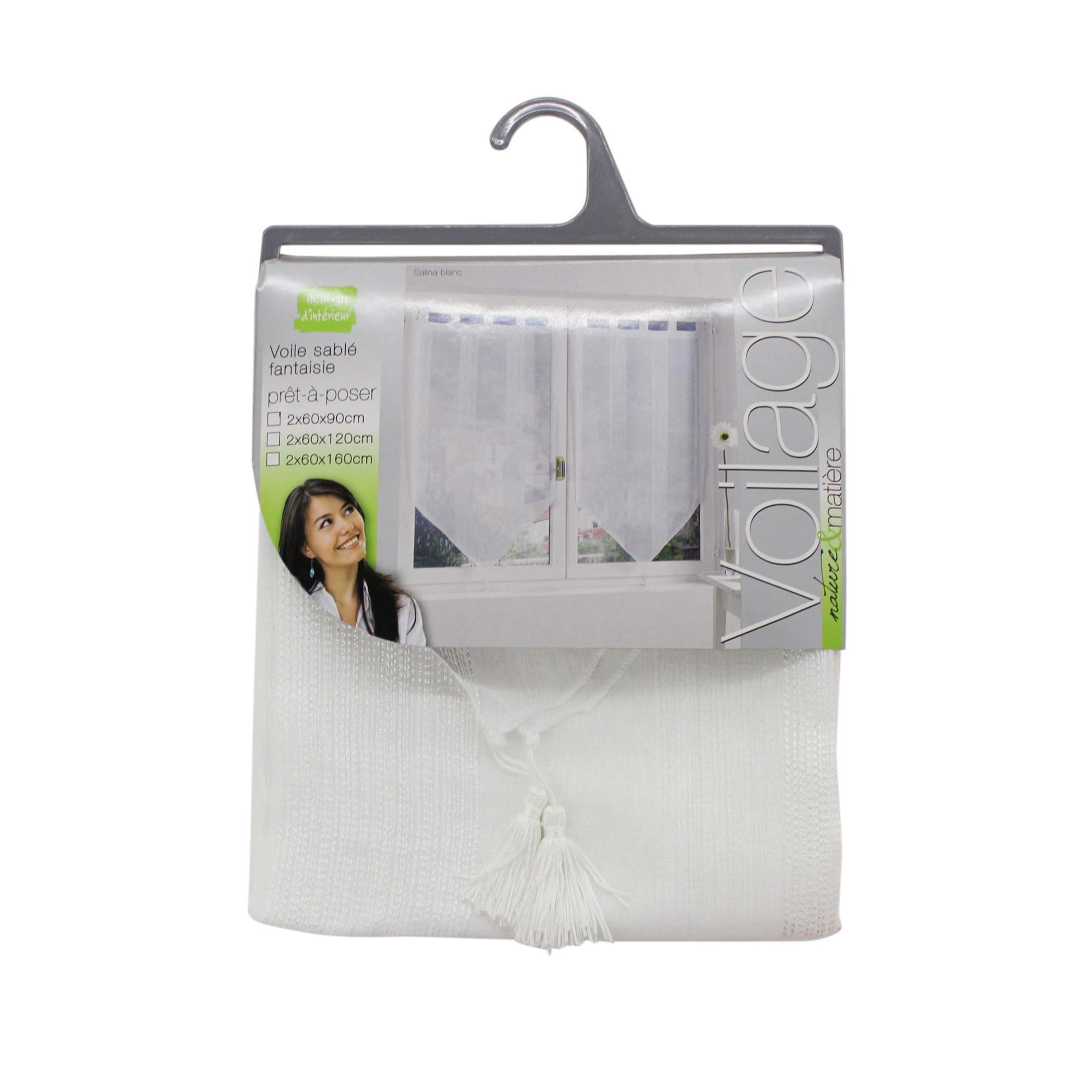 Tende Velo Douceur D'Intérieur - 2 Pezzi 45x90cm, Bianco, Poliestere, Passanti Con Fiocco - Foto 6