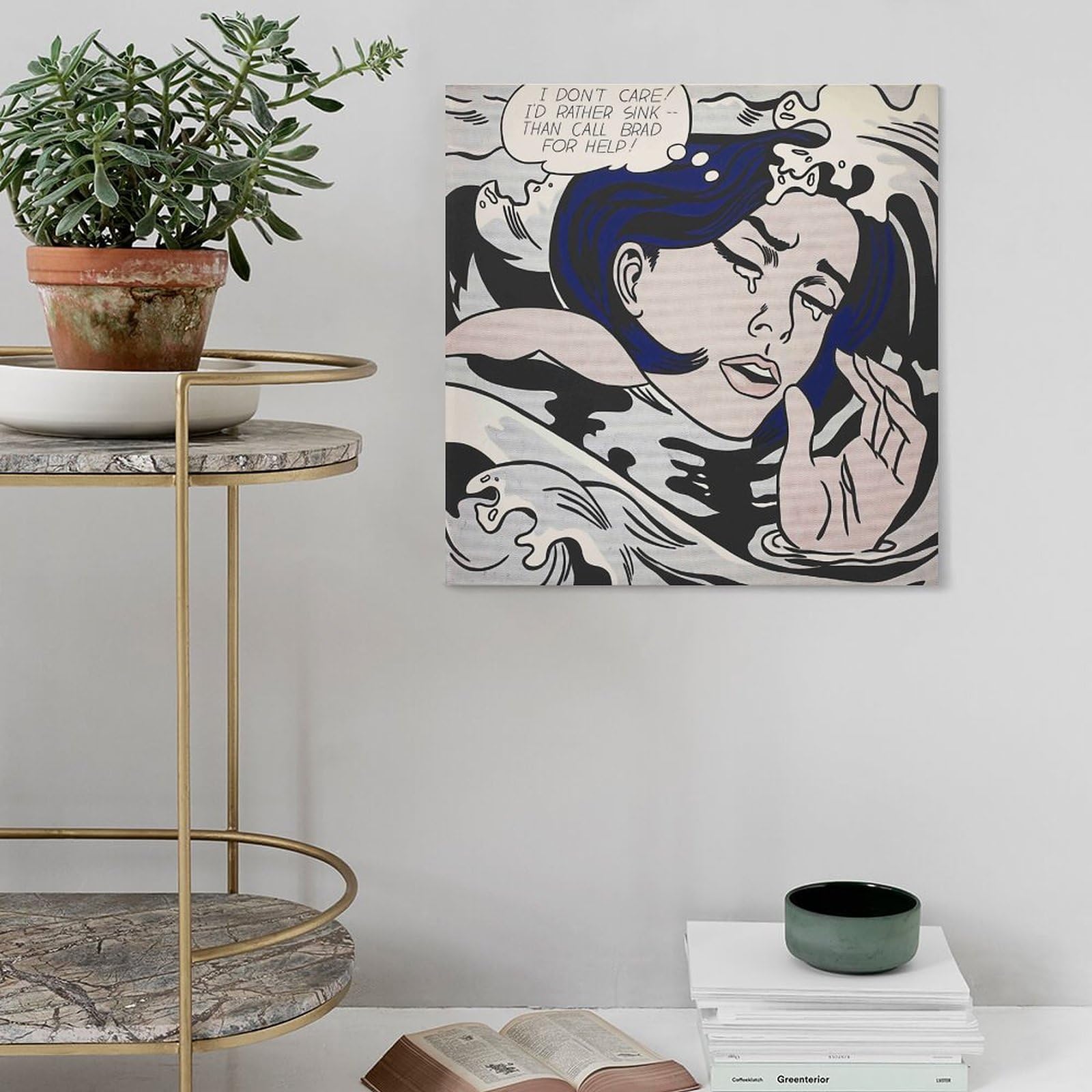 溺れる少女（ロイ リキテンスタイン） 額装品 ウッドベーシック