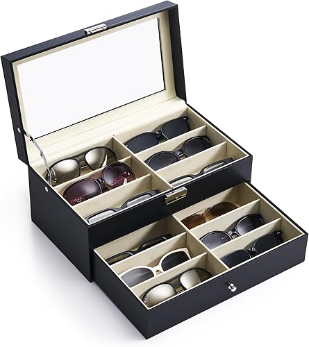 Caja para anteojos de Co-z organizador de anteojos caja de almacenamiento con visualización