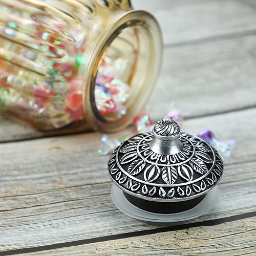 Miniatura 34 de SOCOSY Tarro de cristal transparente vintage para dulces con tapa, tarro de nueces, caja de joyería, tarros de dulces de boda, tarros de bufé