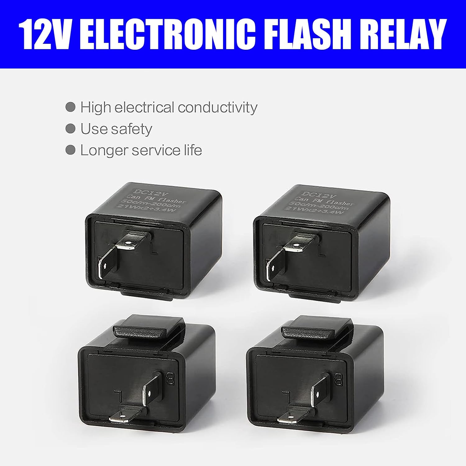 ZKFAR 4 PCS Adjustable LED Electronic Flasher Relay, 2 Pin Electronic Turn Signal Flasher Relay, Electronic Automotive Replacement Flashers for Car LED Flash Relays (Black)