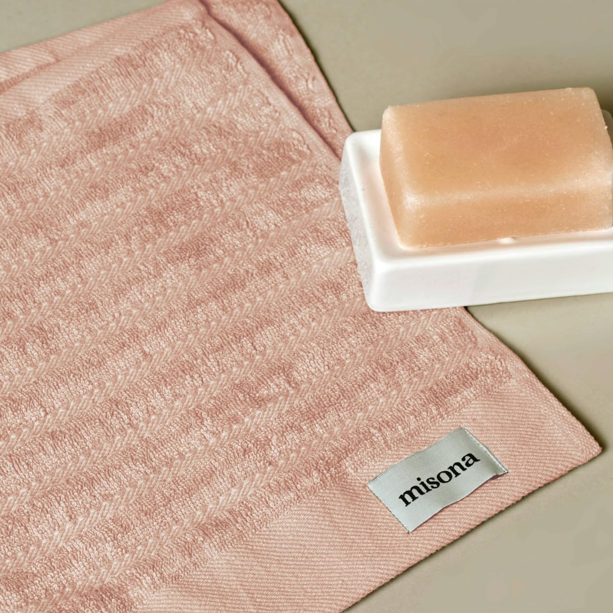 Misona Blush Pink 100% Organic Cotton Pack Of 2 Face Cloths 30 X 30Cm – Luxury Heavyweight 650Gsm Ribbed Bathroom Flannel Towels (Blush Pink)