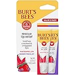 Burt\'s Bees Stocking Stuffers, Rescue Lip Relief, Watermelon & Berry Medley, Hydrating Lip Balm for Dry Cracked Lips, with Responsibily Sourced Beeswax, 100% Natural Origin, 2 Pack, 0.35oz