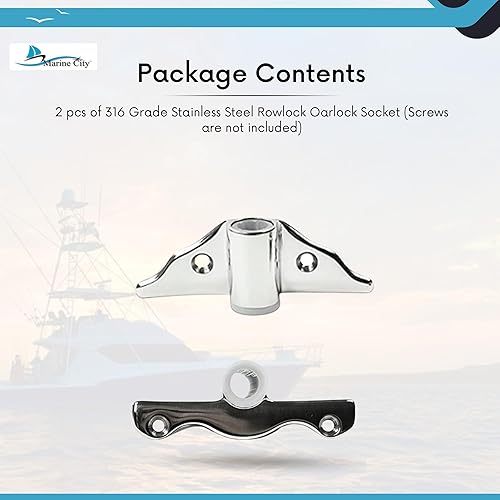 Miniatura 7 de MARINE CITY Acero inoxidable de grado 316, acabado pulido, montaje lateral en ángulo de vástago resistente y duradero (12 pulgada) para barcos,