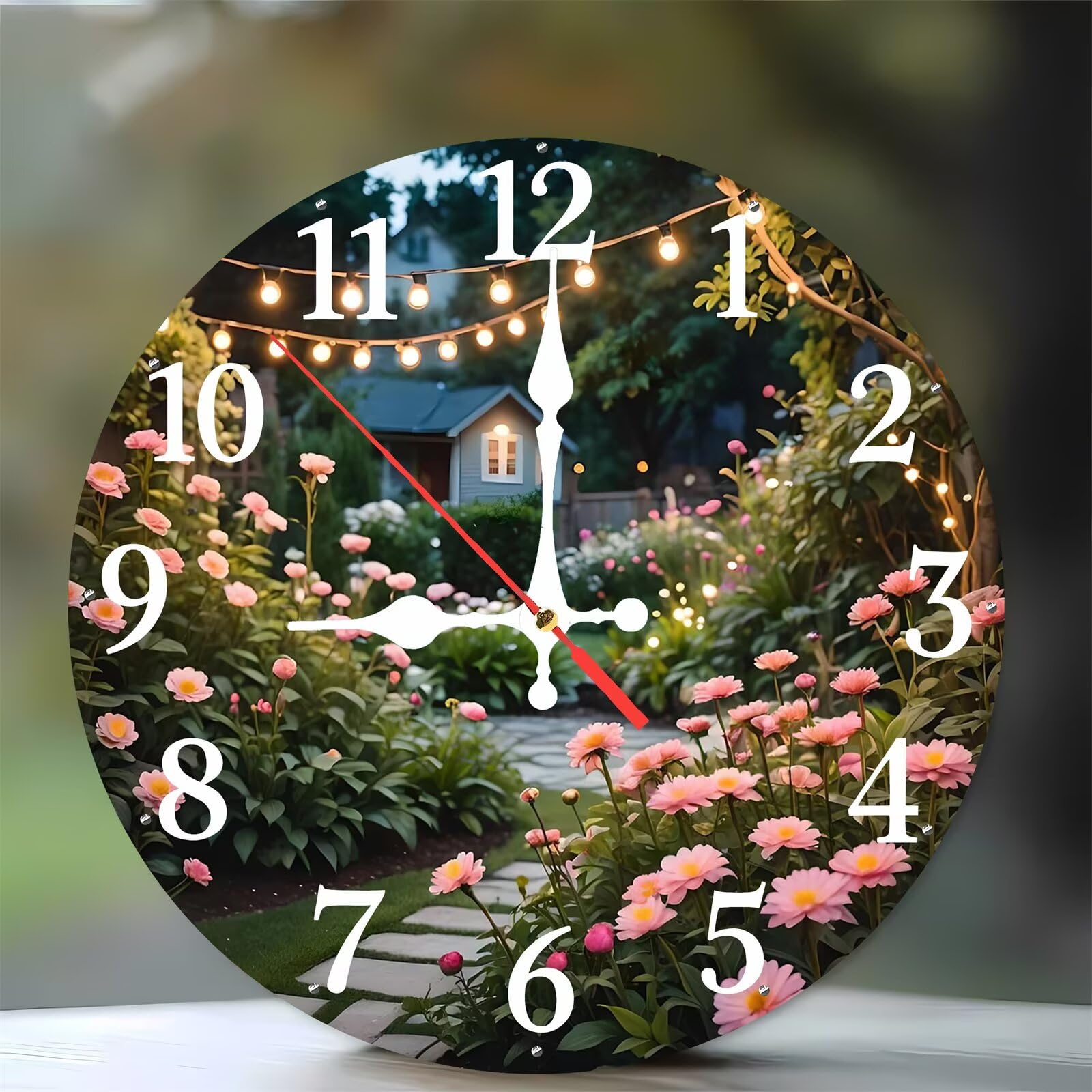 Horloge murale pour cuisine et chambre motif jardin de nuit 35cm