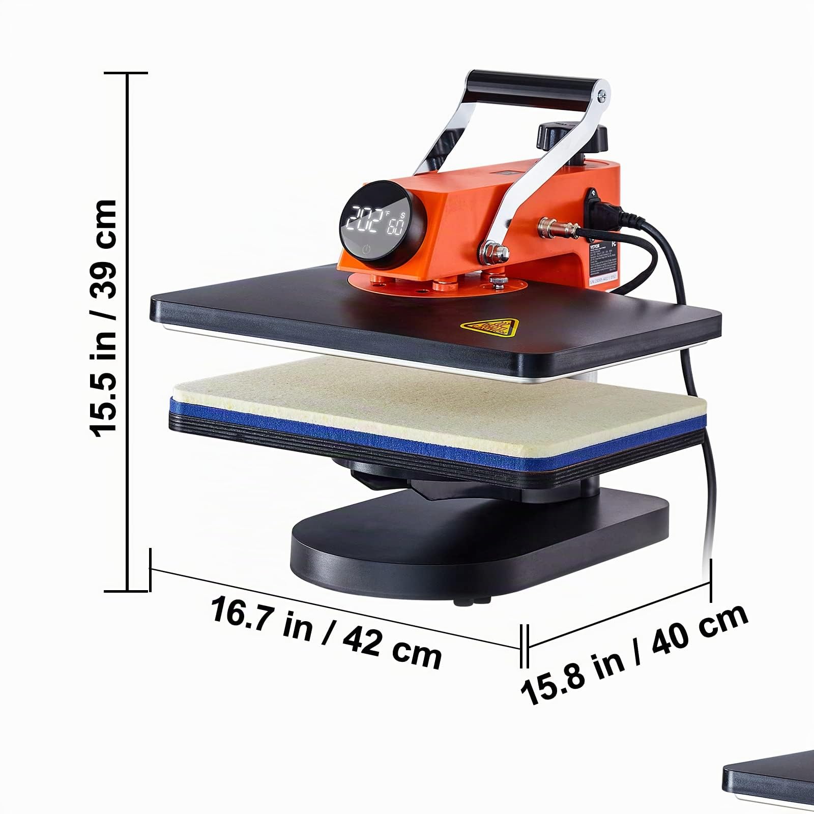 VEVOR Pressa di Calore Oscillante Multifunzione 42 x 40 x 39 cm Macchina per Sublimazione 6 in 1 Pressa di Calore con Testata a 360° per Magliette/Cappelli/Tazze/Progetti di Trasferimento di Calore