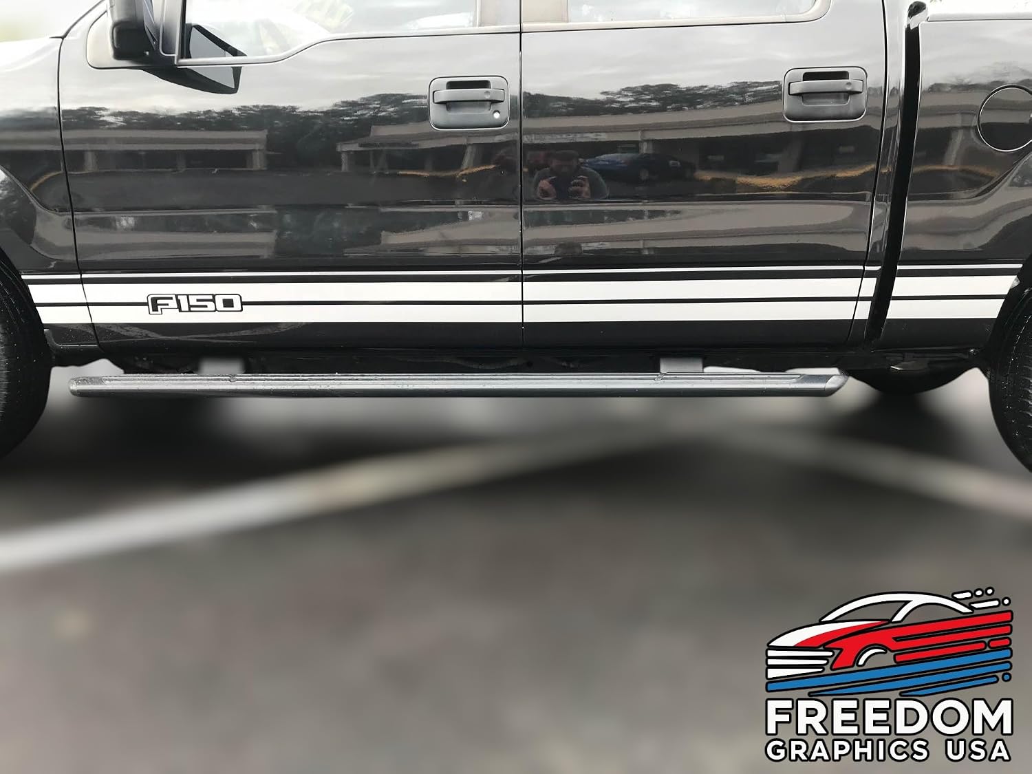 Compatible with Ford F-150 2009-2026 Side Rocker One Graphics – Set Both Side, Premium Vinyl Decals Kit, Custom Truck Stripes Stickers, Made in USA, Precision-Cut,