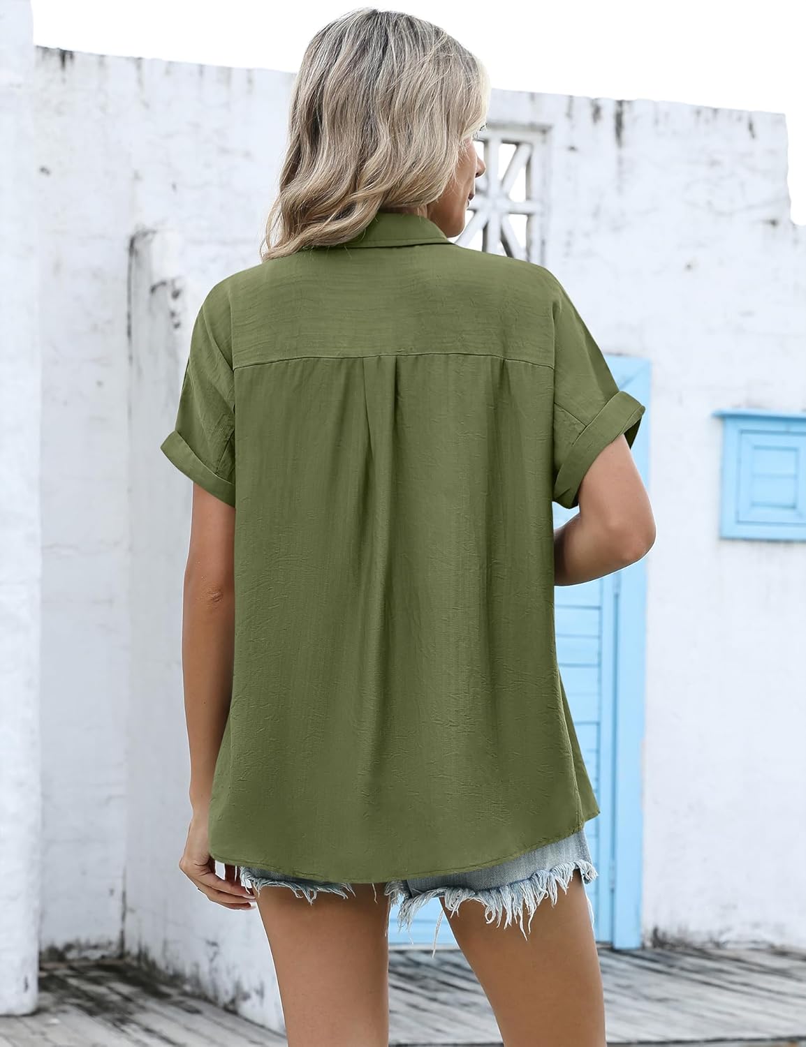 LUYAA Women's Hawaiian Shirt Short Sleeve Floral Button Down Shirts Beach Vacation Tropical Tops - Image 5