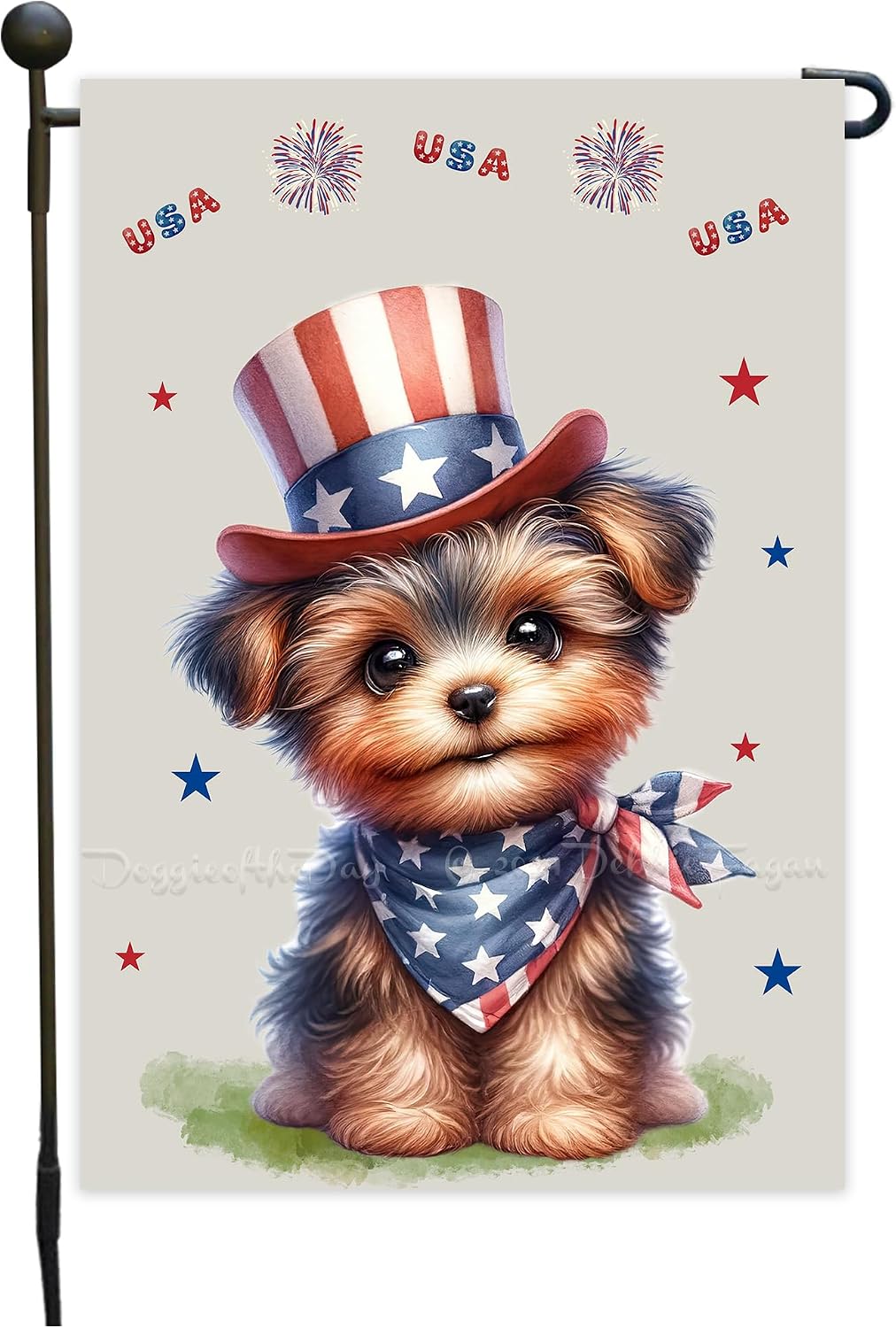 Doggie of The Day Australian Shepherd - Happy 4th of July Independence Day Patio, Lawn & Garden Flags 12.5x18 - BBQ Party Decorations, Front Porch Decor, Patriotic Flag Custom, With Personalization