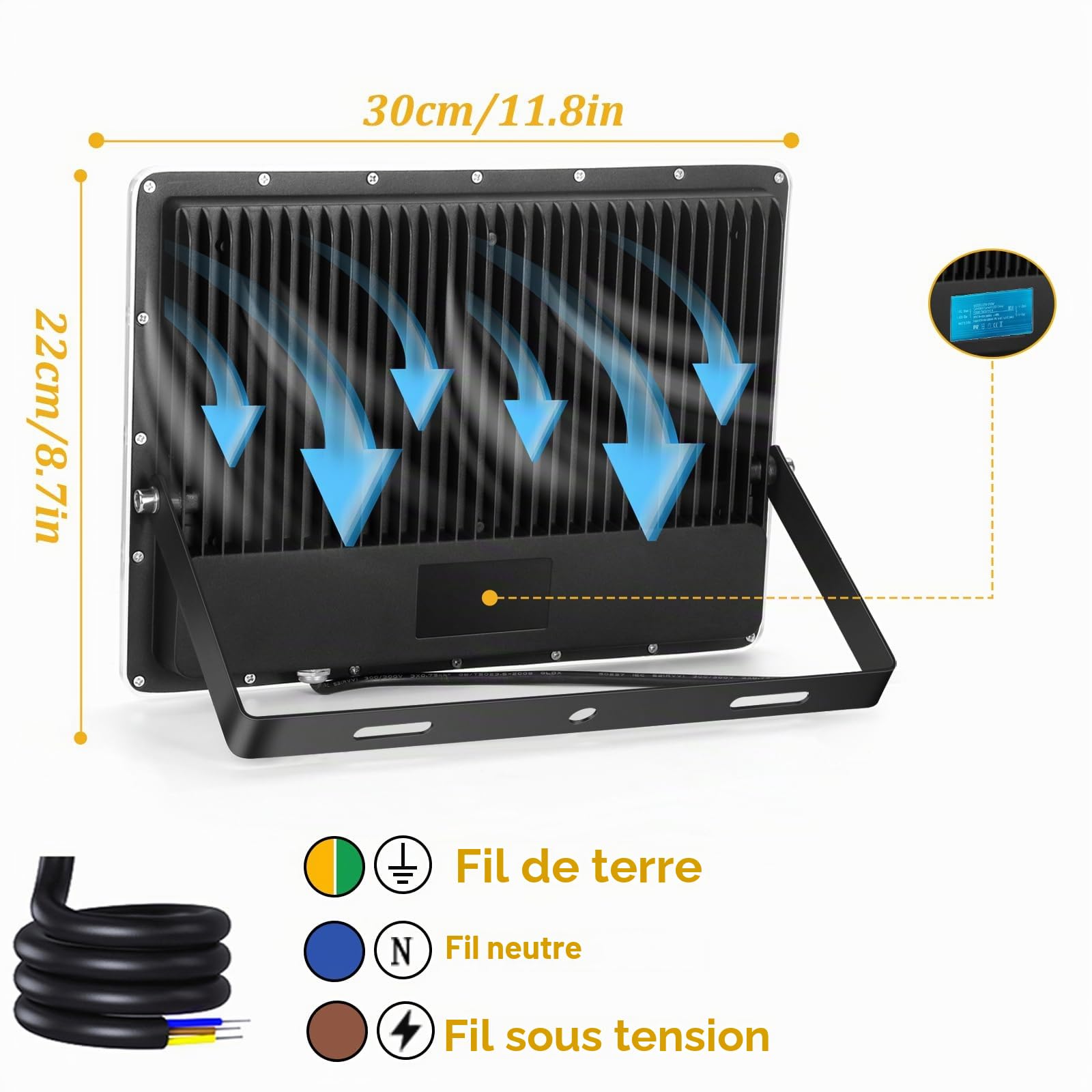 Spots LED Extérieur 200W 20000lm 6500K Projecteur LED | 2 Pièces Blanc Froid, IP67 Étanche Projecteur Exterieur LED pour Jardin Garage Patio Cour Atelier