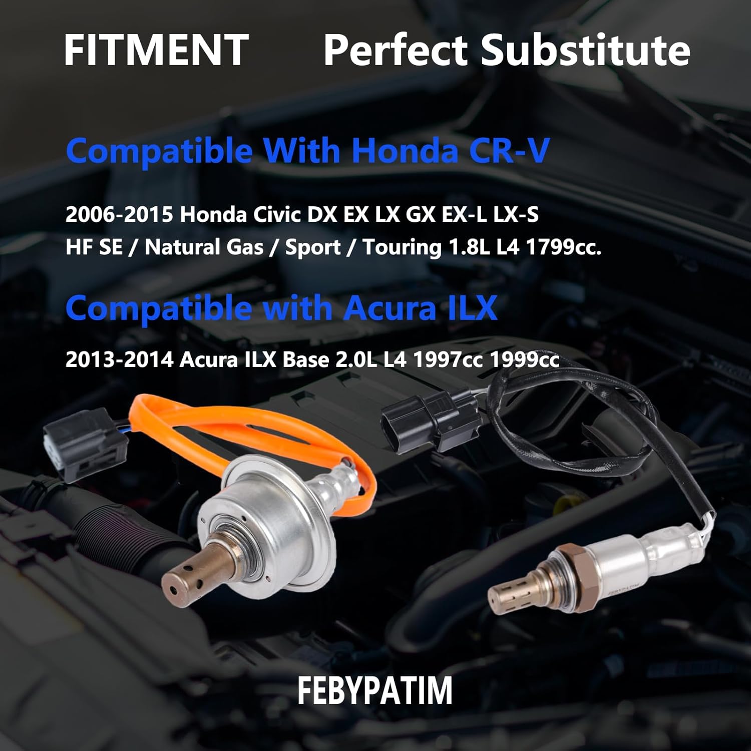 2Pcs O2 Oxygen Sensor 234-9124 234-4350 Upstream Downstream Compatible with Honda Civic 2006-2015 DX EX LX GX EX-L LX-S HF SE 1.8L L4 1799cc, Replace # 234-9124 234-4350, 36531-RNA-J01 36532-RNA-A01