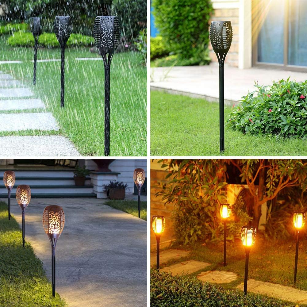 Solar Torch Light Waterproof Flickering Flames Torches Lights Outdoor Solar Spotlights Landscape Decoration Lighting Dusk to Dawn Auto On/Off Security Torch Light for Patio Driveway US Stock (4 Pack)