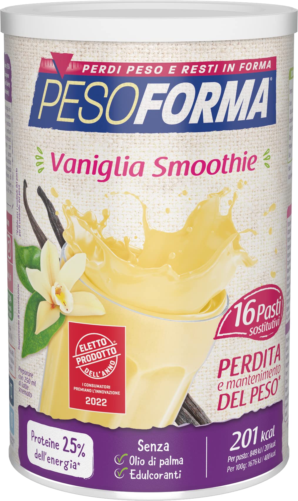 Pesoforma Vaniglia Smoothie, Pasto Sostitutivo per il controllo Del Peso, Smoothie Gustoso Che Aiuta a Rimettersi in Forma, Ricco in Proteine e Fibre, solo 201 Calorie, 16 Pasti, 436 Gr
