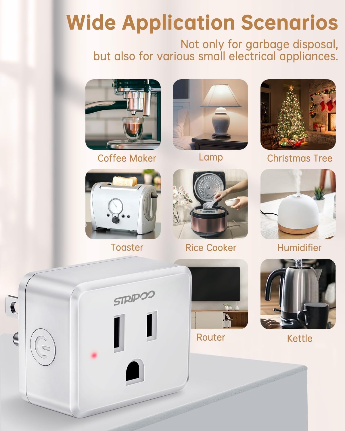 Garbage Disposal Button Kit, 15A/1500W Wireless Remote Control Outlet, No Drilling Garbage Disposal Switch ,4000V Anti-Surge, 500ft RF Range, Remote On Off Switch for Outlet