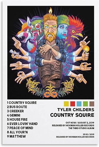 Tyler Childers - Póster de Squire Country Squire para habitación, póster estético para habitación, arte de pared para dormitorio, 12 x 18 pulgadas