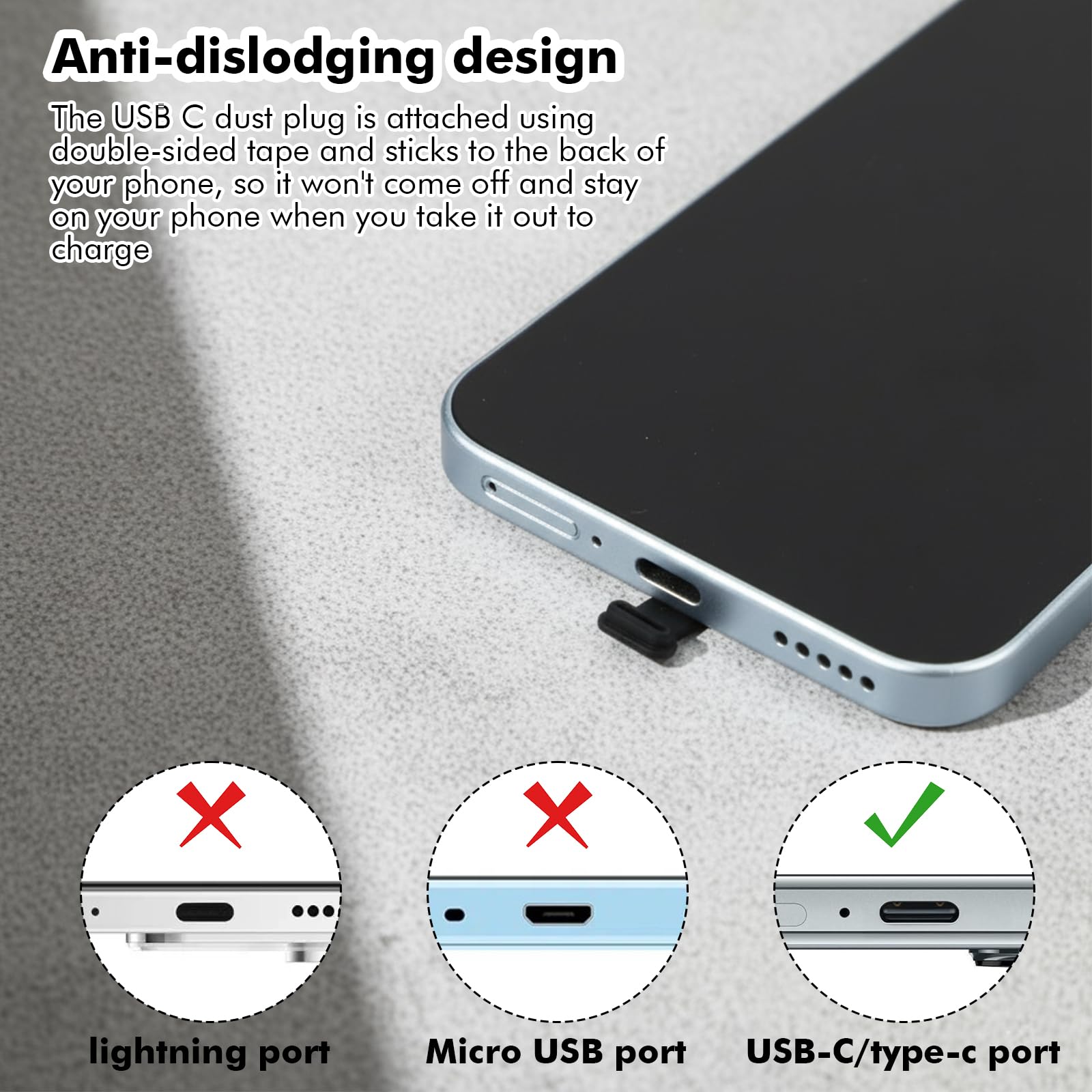 Molain Silikonowe zatyczki przeciwpyłowe USB C, ochrona przed zgubieniem, osłona portu USB C, z 1 szczotką do czyszczenia, ochrona przed kurzem i brudem, do portów typu C, 10 szt