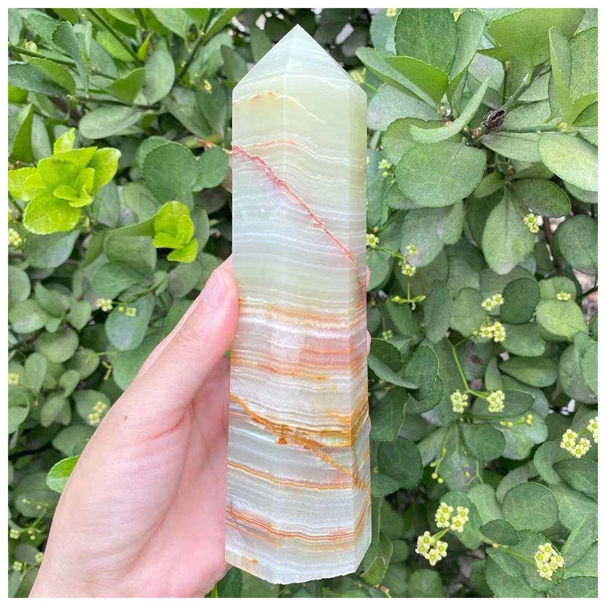 Cristal de meditación Natural Obelisco de Cuarzo de Cristal de Jade Natural Cuadrado, for la decoración del hogar Piedra de Cristal (Size : 550-600g)