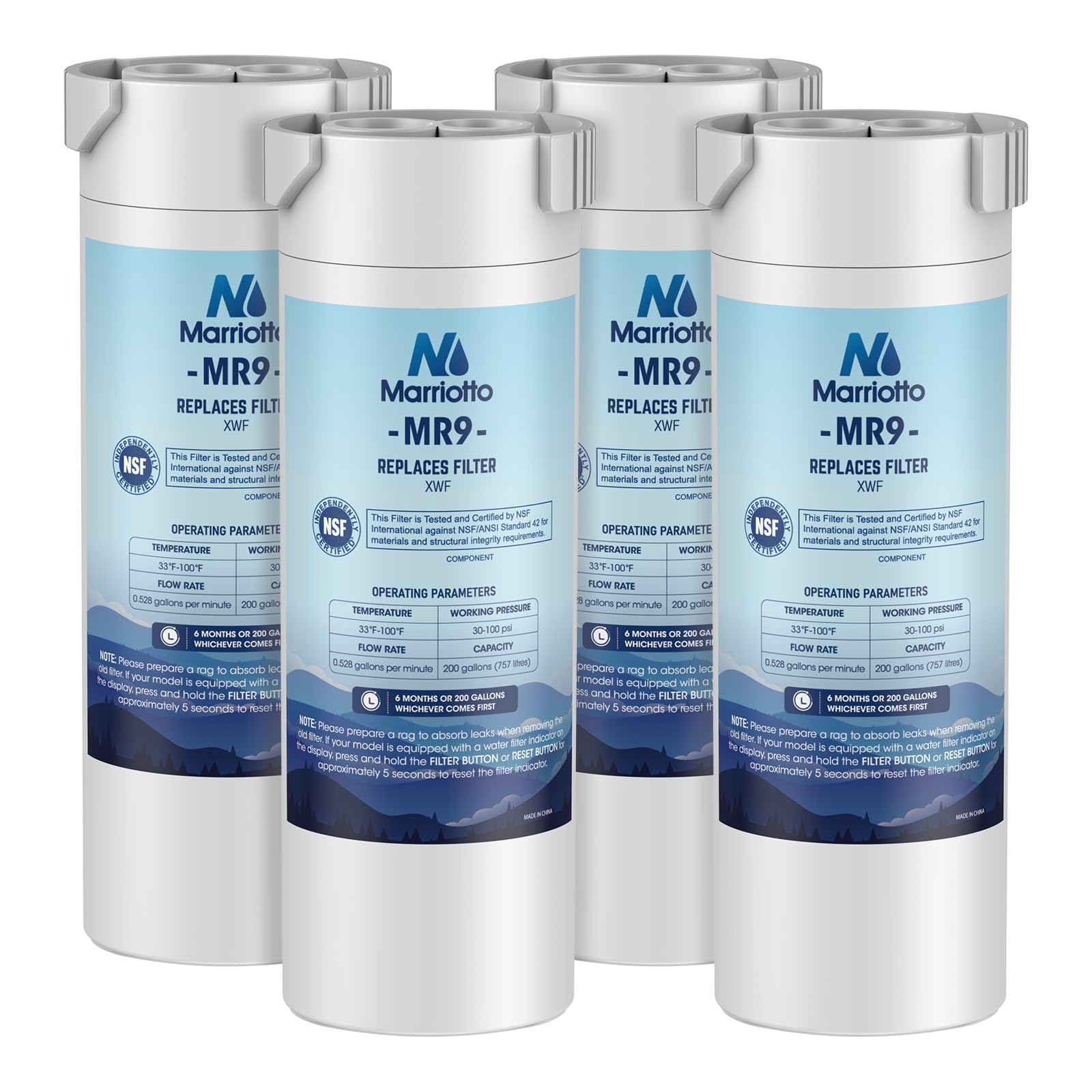 MARRIOTTO XWF Replacement for GE XWF Refrigerator Water Filter 4 Pack