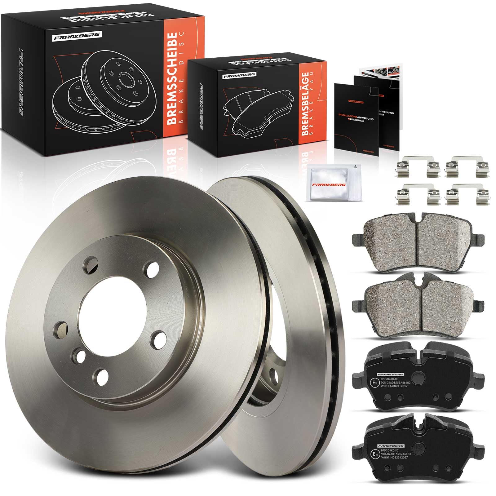 Frankberg Set freni incl. 2x Dischi Freno + 4x Pastiglie dei Freni Anteriore Compatibile con M.i.n.i Countryman R60 M.i.n.i Paceman R61 Replace# 34119804735,34116770251
