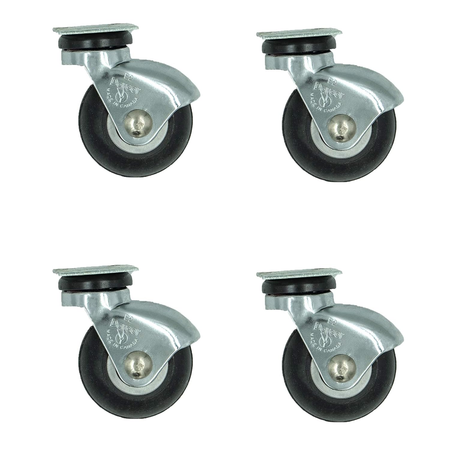 2" x 1" Swivel Caster with Neoprene Wheel Precision Bearing, Supports 75 lbs Each (4)