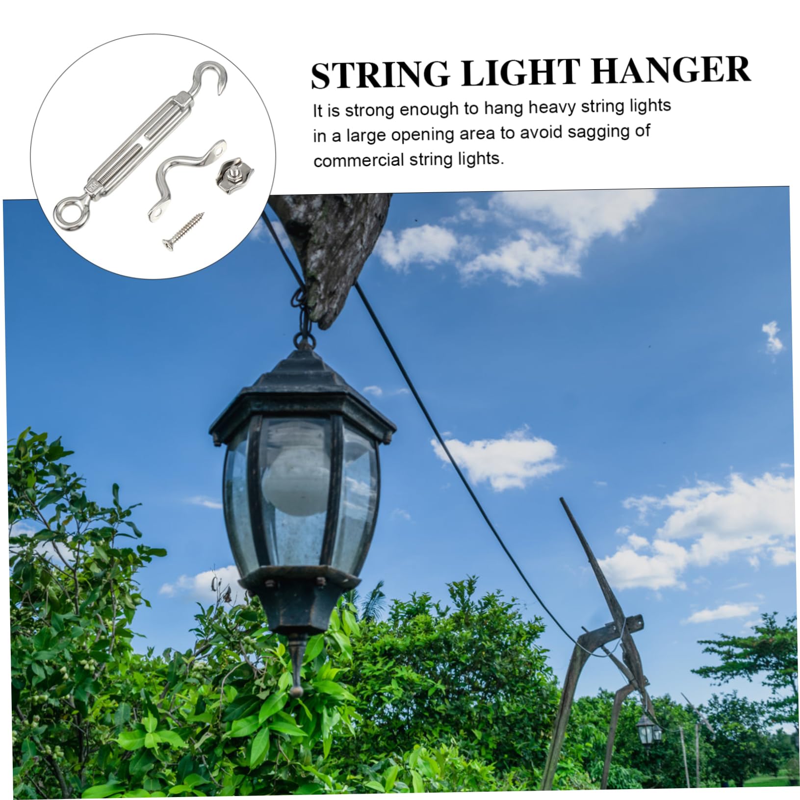 PRETYZOOM 1 Set String Stainless Steel Cable Suspension Kit for Outdoor String Lights of Guide Wire for Easy Hanging Home Office School Event Spaces