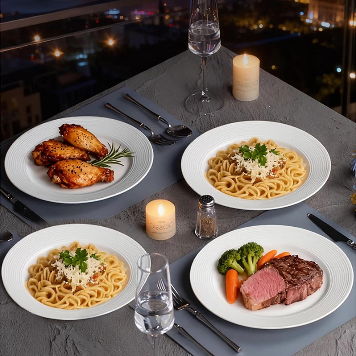 6-Piece 10 inches White Dinner Plate Set, Microwave and Dishwasher Safe for Everyday Use