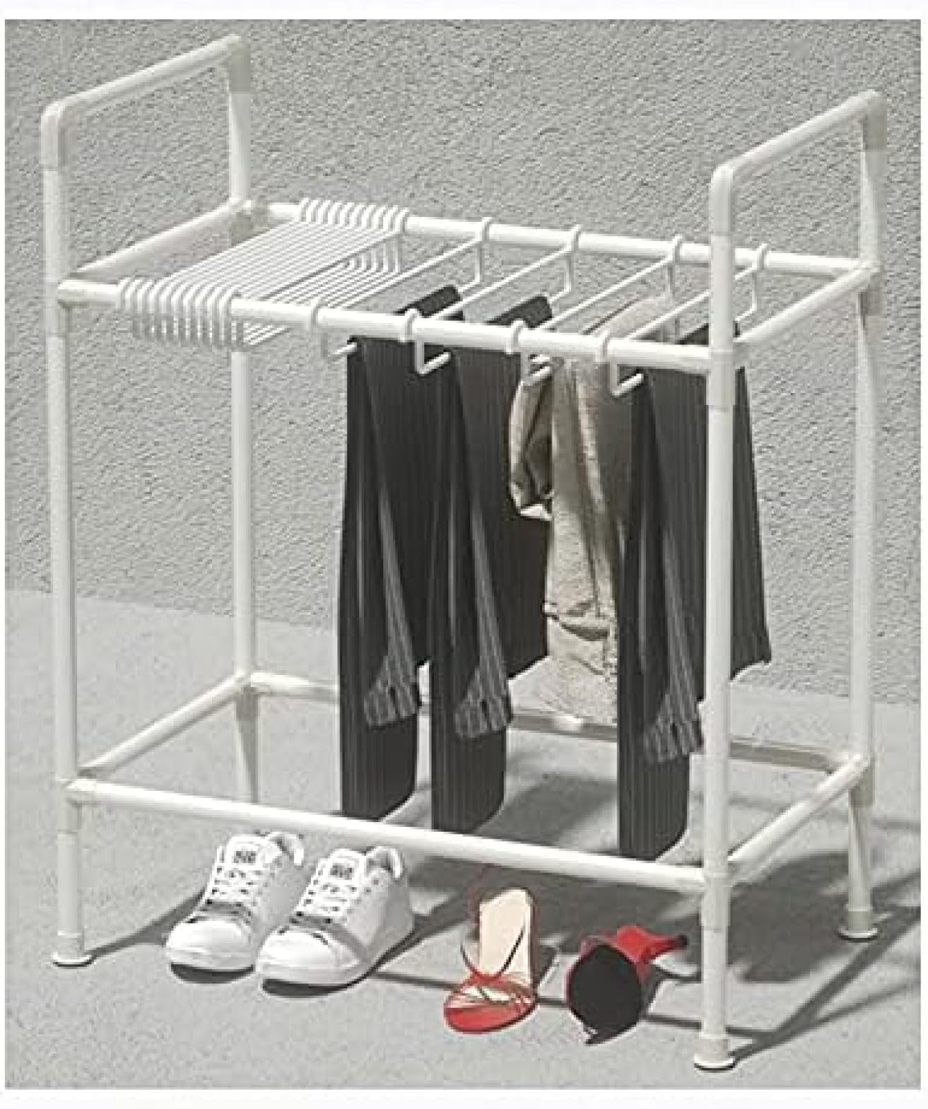 OLSKFUH Pull-Out Trouser Rack Removable Pull-Out Rack Wardrobe Storage Expandable Space Saving Drawer-Style Hanger Rod Rolling Trolley,Commercial Freestanding Pants Hangers Nicer,