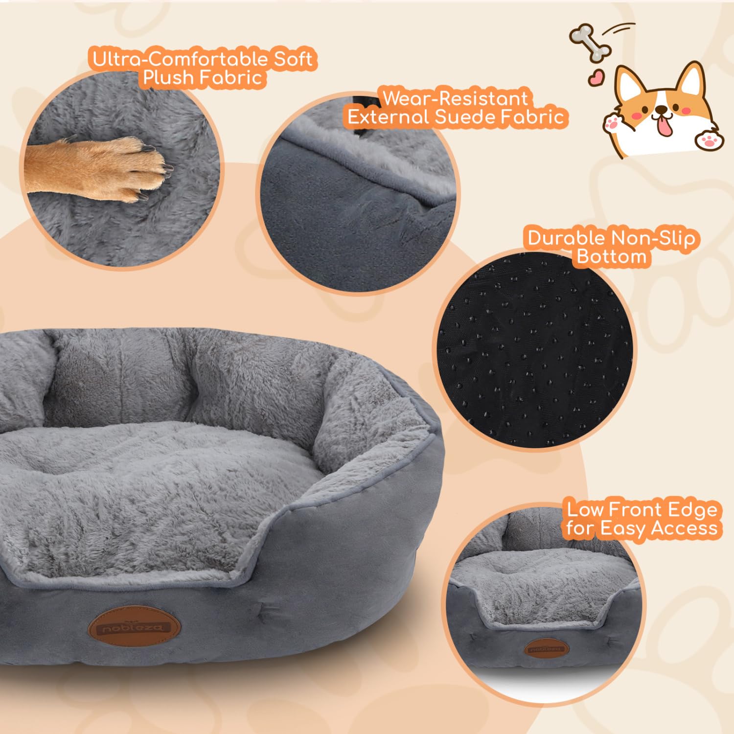 Cama De Perro Cama Para Perros Nobleza Tamaño Mediano 63x53cm