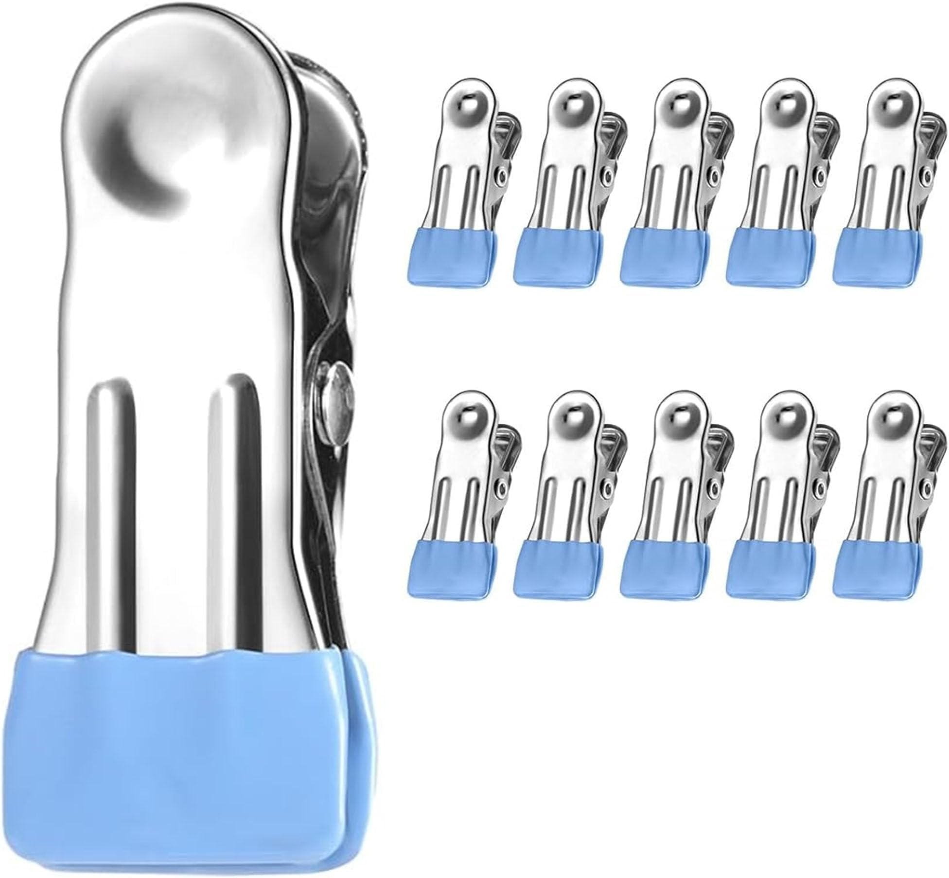 10 Pack Clothes Pins 2 Inch Mini Clothespins and Chip Clips for Food Bag Sealing Photo Hanging Snacks Organization Heavy Duty Plastic Clips for Kitchen Office and Home Use Blue