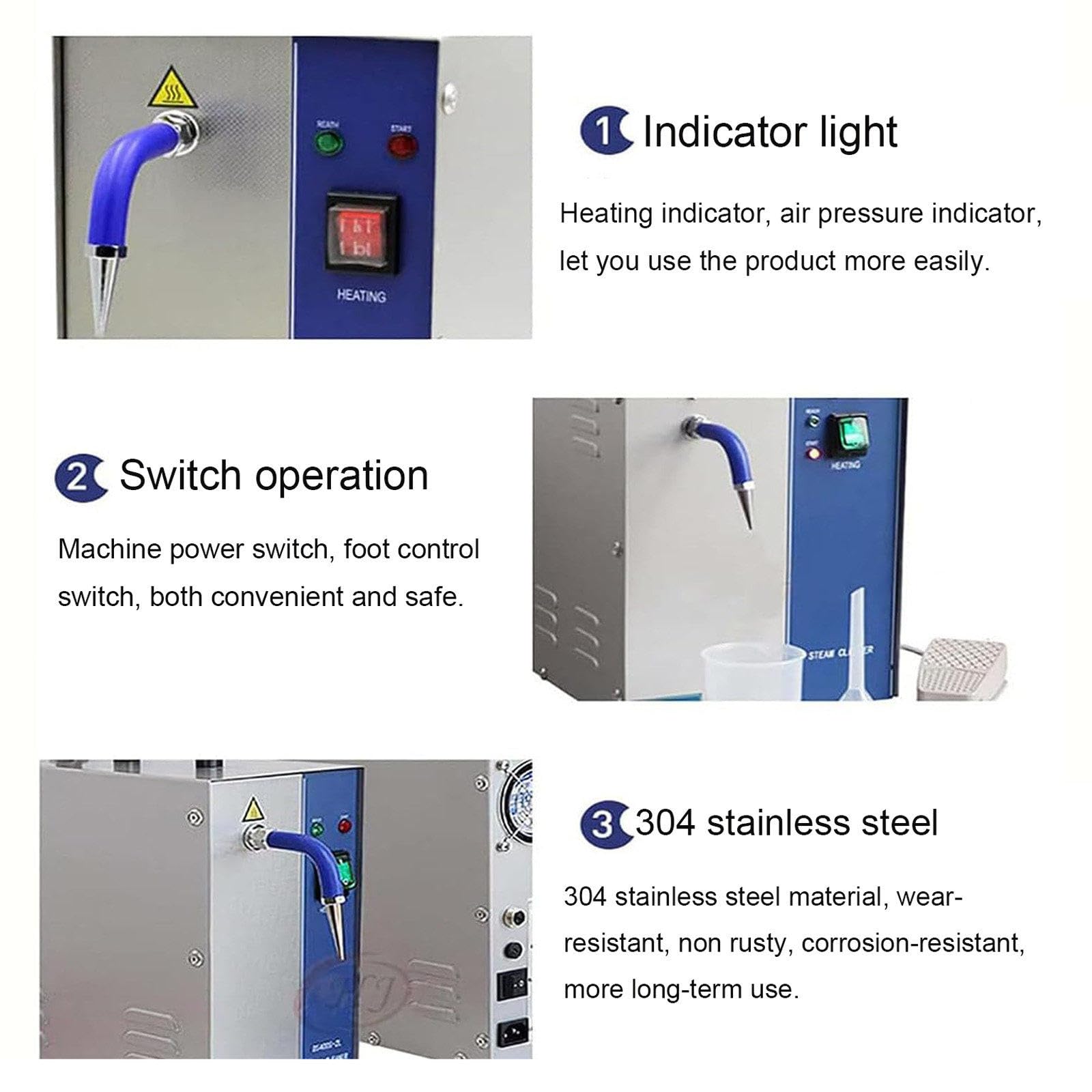 2L/4L Jewelry Cleaner Steam Cleaning Machine, 1300W/2200W Professional Steam Cleaner for Gold Sliver Jewelry, 135℃ Steam Temperature, for Jewelry Studios and Jewelry Repair Shop,2L