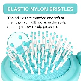 RHOS Folding Brush with Mirror for Women, Men & Kids - Compact, Portable, and Foldable for Travel, Purse or Pocket (Blue)