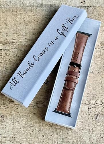 Miniatura 7 de Watch Bands Compatible with Apple 45mm for men & women, Handmade Genuine Leather, Wristband Compatible with iWatch Series Ultra 8 7 6 5 4 3 2 1 SE,