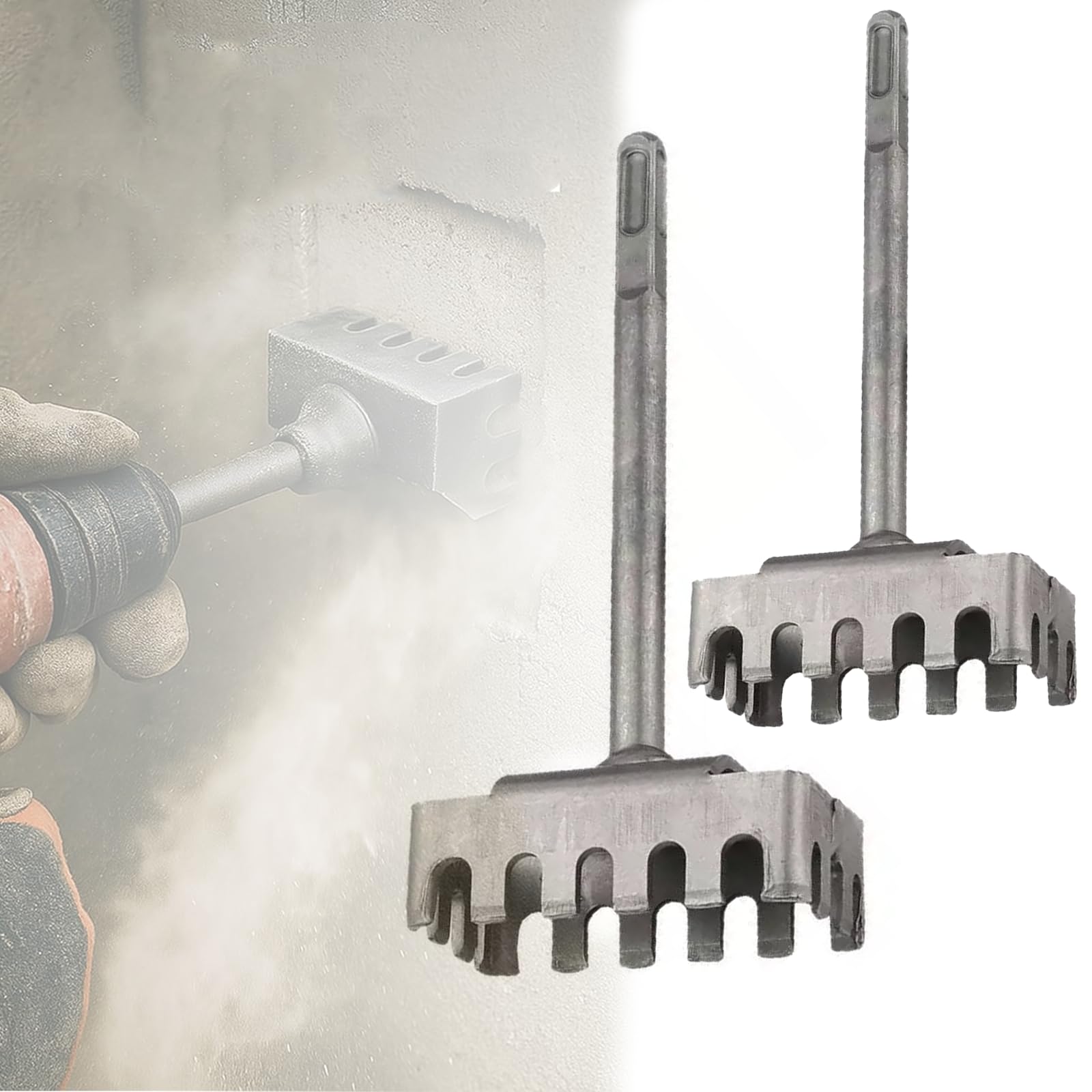 Creative Square Hole Cutter for Electrical Box, High-Strength SDS Plus Square Hole Punch, Stainless Steel Rectangle Slot Cutter, for Brick Concrete Cement Stone (2pcs)