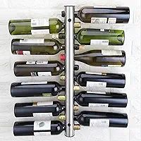 Cocoarm Suporte de vinho de parede garrafeiras de aço inoxidável, furos escalonados, economiza espaço, fácil de limpar, adequado para garrafas pequenas, formato elegante, suporte de bar de cozinha doméstica (12