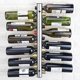 Cocoarm Suporte de vinho de parede garrafeiras de aço inoxidável, furos escalonados, economiza espaço, fácil de limpar, adequado para garrafas pequenas, formato elegante, suporte de bar de cozinha doméstica (12