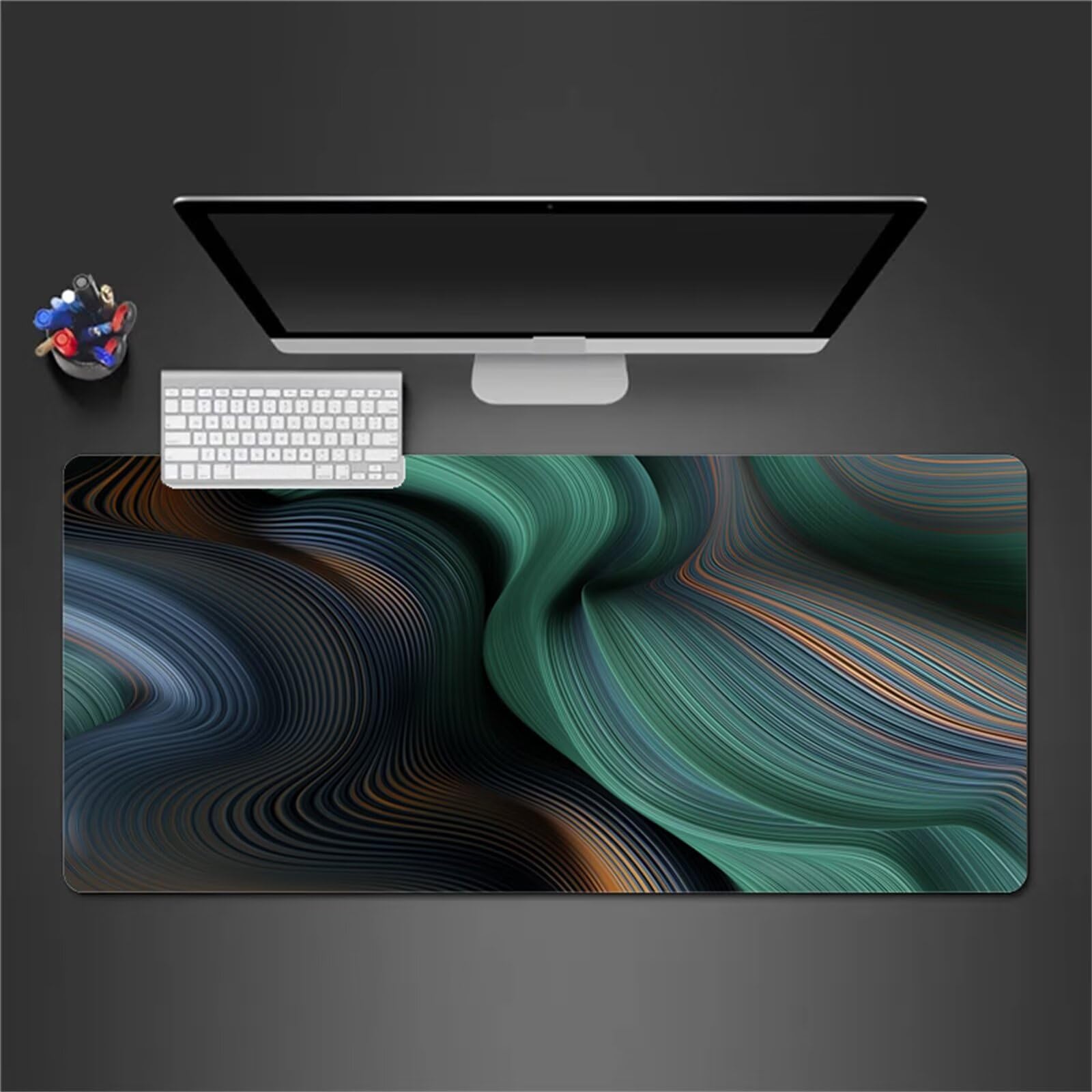 Alfombrilla Raton Gaming XXL 1200x600x2cm Alfombrilla de Ratón Grande Alfombrilla Gaming de Escritorio con Base Antideslizante para Gamers PC y Portátil (Verde Abstracto)