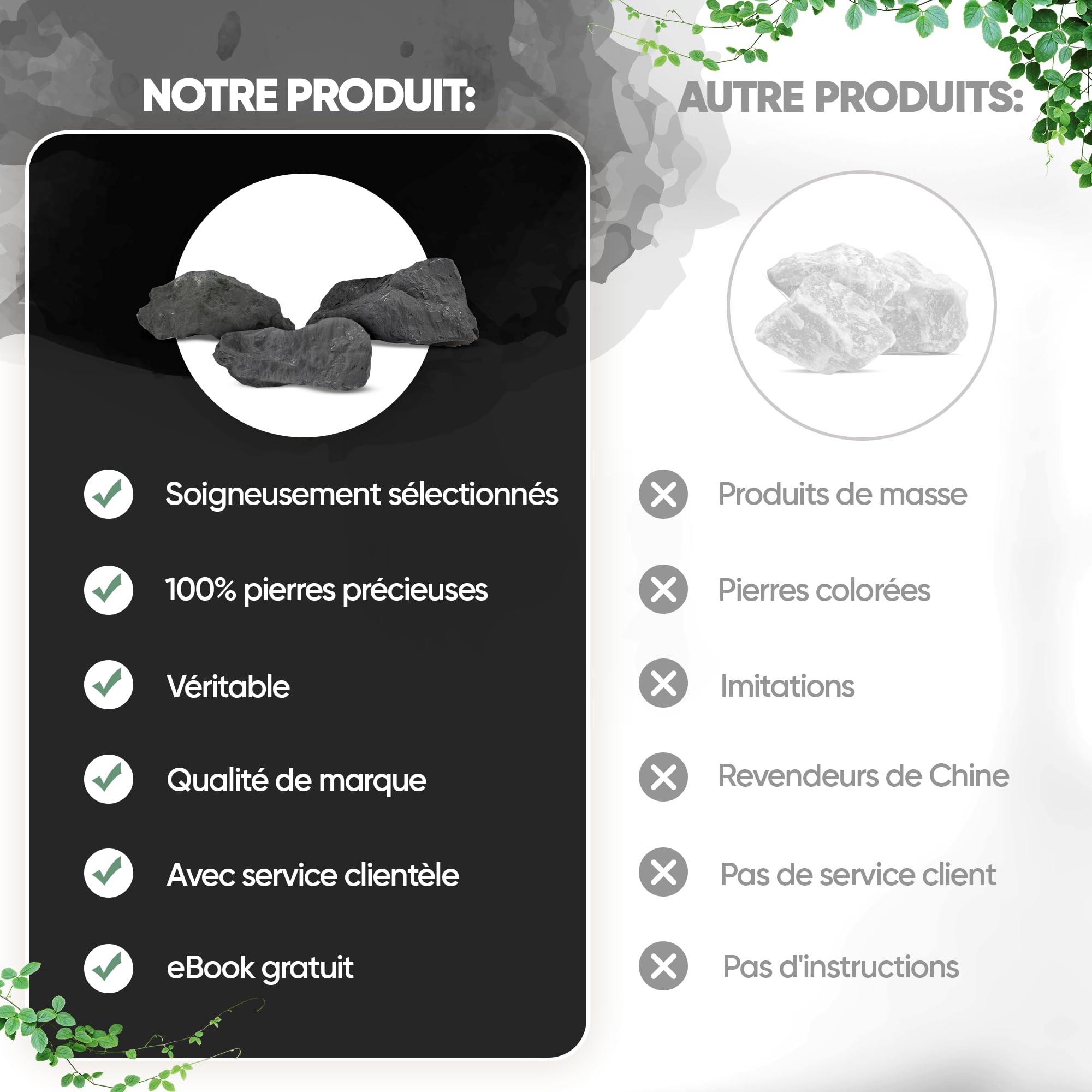 PURAJA Set de Pierres Précieuses: Shungite | Naturelles de Première Qualité | Pour Utilisation Polyvalente à Eau, Guérison et Chakra