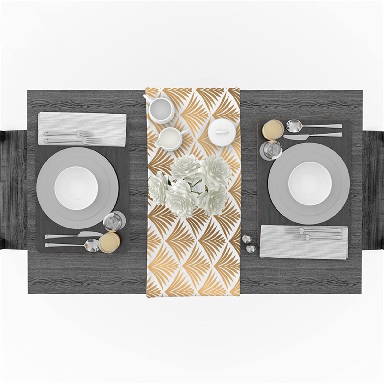 Banemi Cute Table Runner, Linen Halloween Tablecloth 33X229cm Gold Grass Dining Room Table Decorations