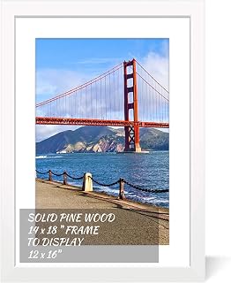14x18 inch Wood Picture Frame for Wall Hanging Square Photo Frames with Mats 12x16 inch Pictures for Baby Scan,Poster,Decoration,Anniversary,Wedding,Christmas,Diamond Painting(White)