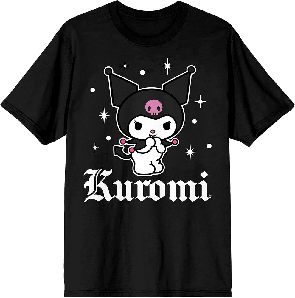 Bioworld Kuromi Shining Stars Women's Black Crew Neck Short Sleeve