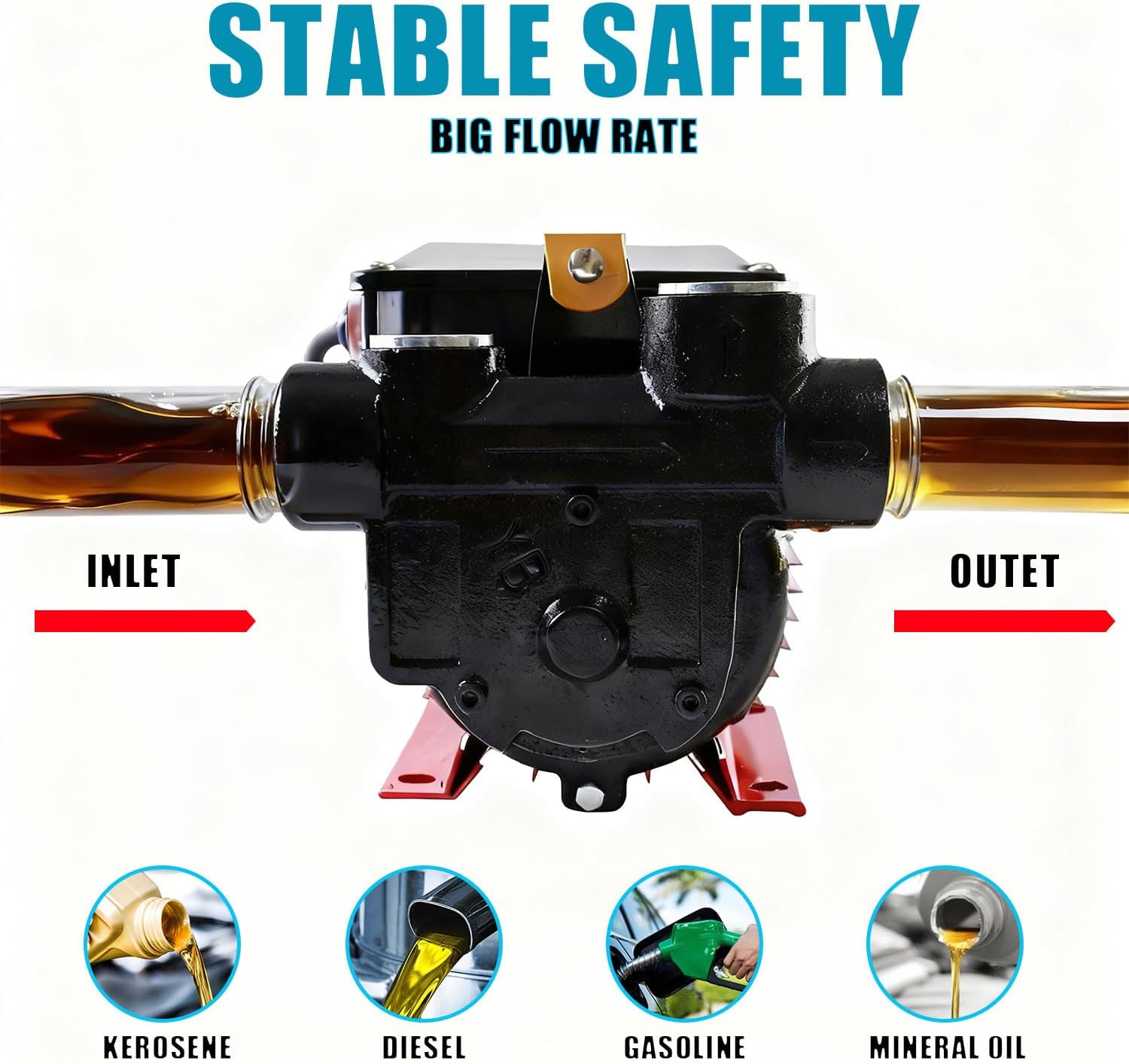 110V-120 Electric Diesel Fuel Transfer Pump, 18 GPM, 550W Self-Priming, NPT Threads for Diesel & Kerosene, Not for Gasoline
