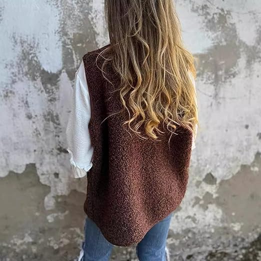 Bauzuoyo Teddy Fleece Weste Herren - Doppelseitige Plüschweste Mit Stehkragen Für Winter