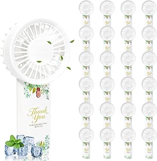 24 Pcs Mini Wedding Fans for Guests Bulk, Portable Handheld Fans Battery Powered Electric Fans Thank You for Celebrating, Bridal Shower Party Favors for Guest Summer Outdoor Travel Camping