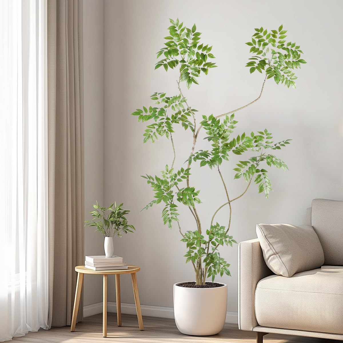 Artificial Sumac Tree,6ft(1pack) Tall Fake Plants Artificial Mahonia fortunei Plants for Indoor, Fake Trees for Office Home Living Room Floor Patio Greening Porch Decor - Image 8