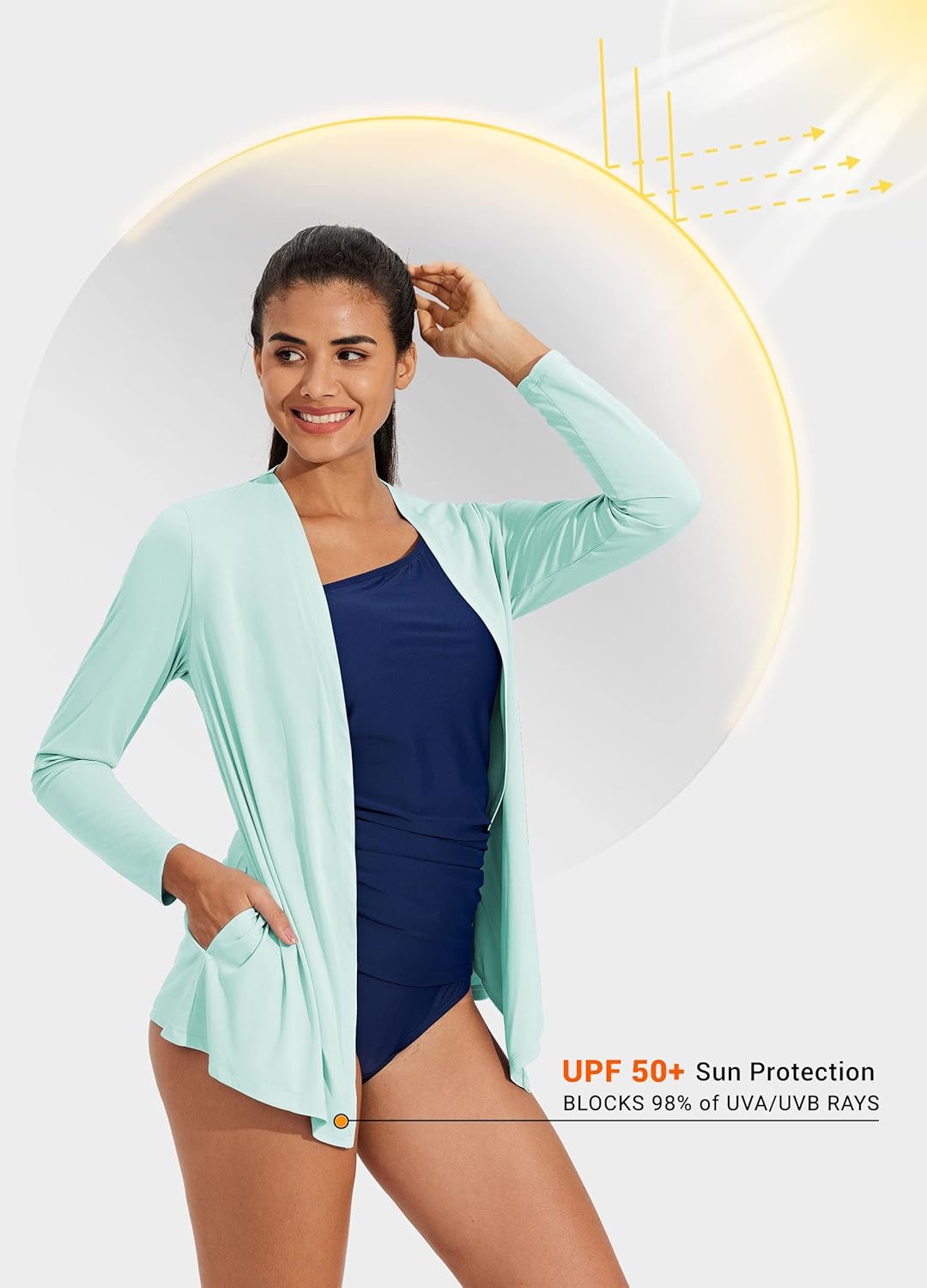 Willit Women's UPF 50+ Cardigan Sun Shirts Long Sleeve Lightweight Sun Wrap with Pockets SPF UV Quick Dry - Image 2