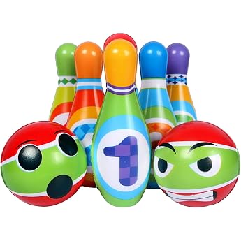Children's Bowling Set Bowling Set Outdoor Games with 6 Cones and 2 Balls Educational Learning Toy for Indoor & Outdoor Foam