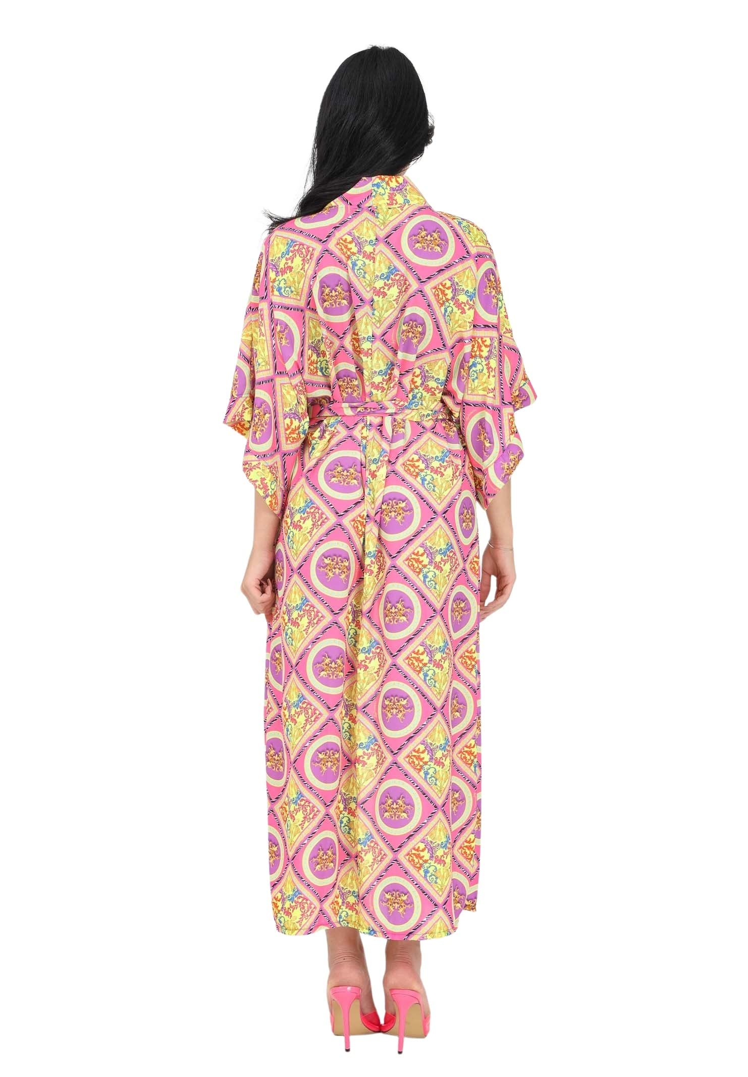 4giveness Kimono multicolore pour femme avec motif Opulent Geometric