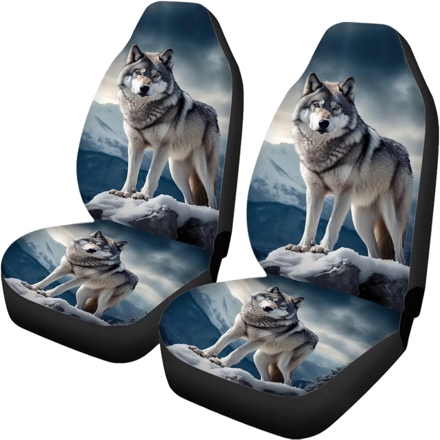 ZFRXIGN Wolf Car Seat Covers for Women Men SUV Trunk Front Seat Protector Auto Interior Accessories Full Set of 2pc Cool Wildlife Animal Car Seat Cover 2 Pack